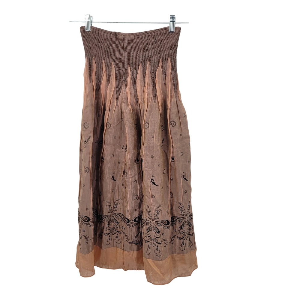 Lapis Y2K Boho Fairy Grunge Smocked Convertible Skirt Strapless Dress OS